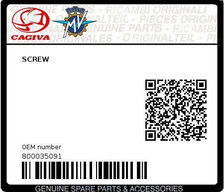 Product image: Cagiva - 800035091 - SCREW  0