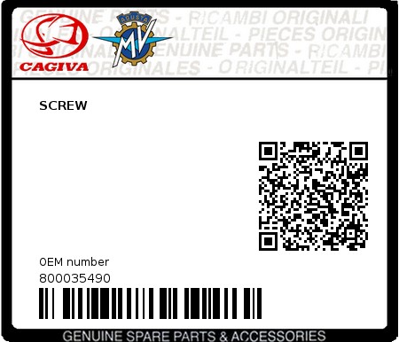Product image: Cagiva - 800035490 - SCREW  0