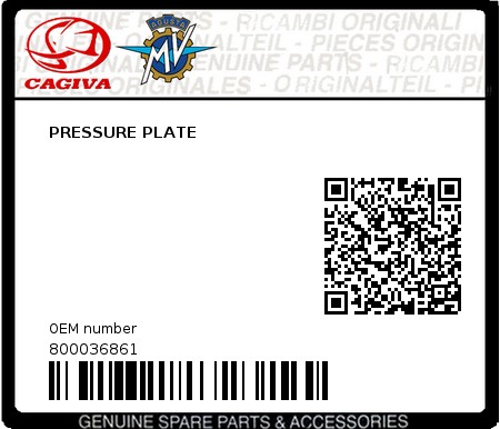 Product image: Cagiva - 800036861 - PRESSURE PLATE  0