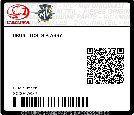 Product image: Cagiva - 800047672 - BRUSH HOLDER ASSY  0