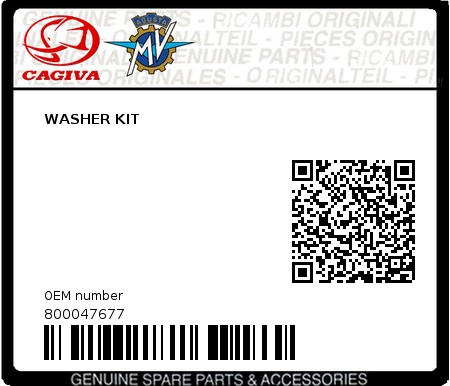 Product image: Cagiva - 800047677 - WASHER KIT  0