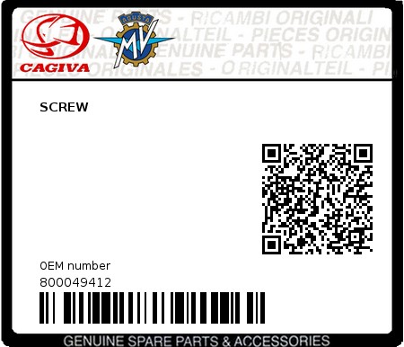 Product image: Cagiva - 800049412 - SCREW  0