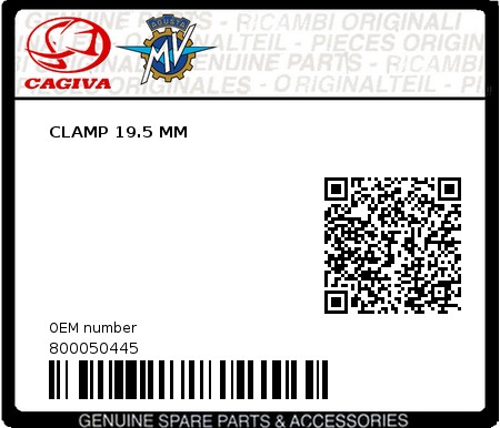 Product image: Cagiva - 800050445 - CLAMP 19.5 MM  0