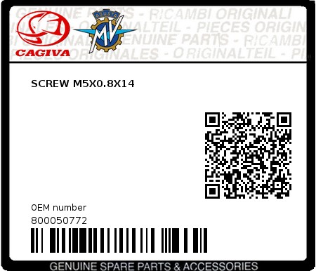 Product image: Cagiva - 800050772 - SCREW M5X0.8X14  0