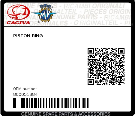 Product image: Cagiva - 800051884 - PISTON RING  0