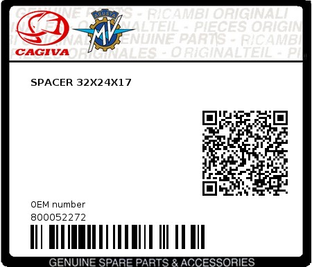 Product image: Cagiva - 800052272 - SPACER 32X24X17  0