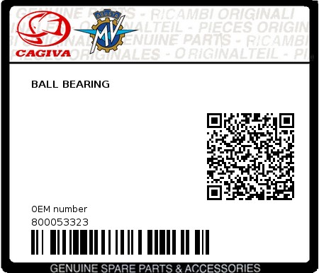Product image: Cagiva - 800053323 - BALL BEARING  0