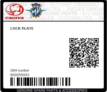 Product image: Cagiva - 800055691 - LOCK PLATE  0