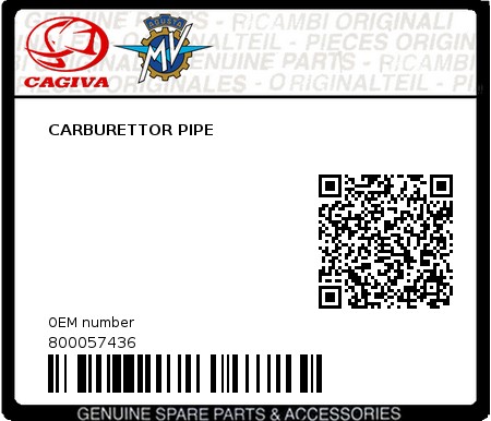 Product image: Cagiva - 800057436 - CARBURETTOR PIPE  0