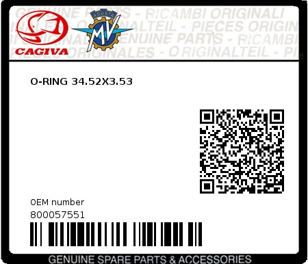 Product image: Cagiva - 800057551 - O-RING 34.52X3.53  0