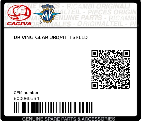 Product image: Cagiva - 800060534 - DRIVING GEAR 3RD/4TH SPEED  0
