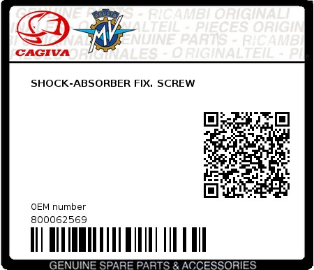 Product image: Cagiva - 800062569 - SHOCK-ABSORBER FIX. SCREW  0