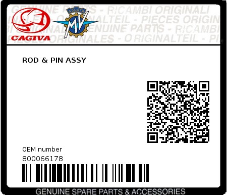 Product image: Cagiva - 800066178 - ROD & PIN ASSY  0