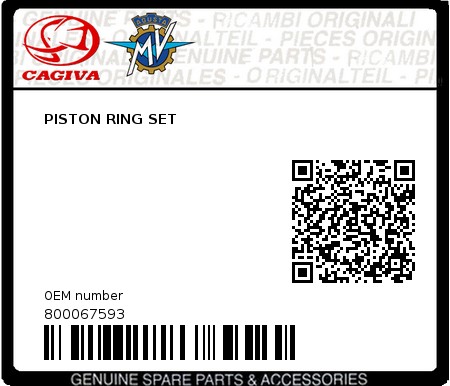 Product image: Cagiva - 800067593 - PISTON RING SET  0