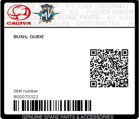 Product image: Cagiva - 800070322 - BUSH, GUIDE  0