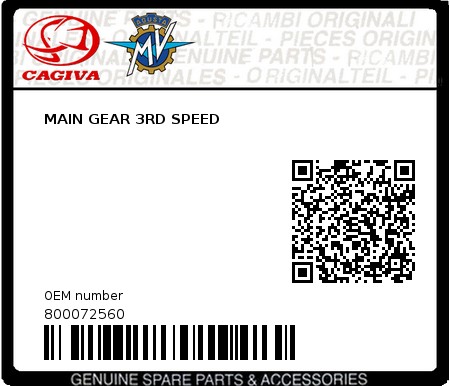 Product image: Cagiva - 800072560 - MAIN GEAR 3RD SPEED  0