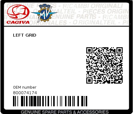 Product image: Cagiva - 800074174 - LEFT GRID  0