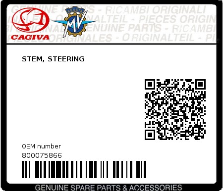Product image: Cagiva - 800075866 - STEM, STEERING  0