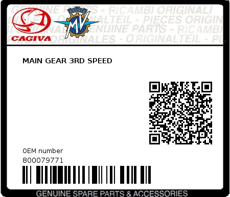 Product image: Cagiva - 800079771 - MAIN GEAR 3RD SPEED  0