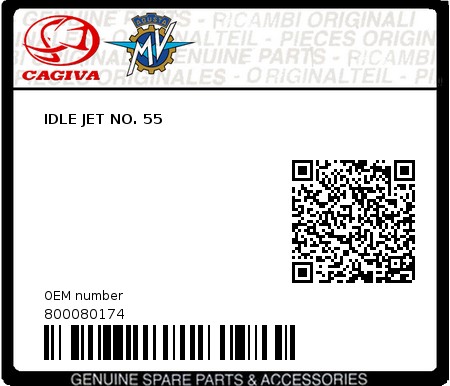 Product image: Cagiva - 800080174 - IDLE JET NO. 55  0