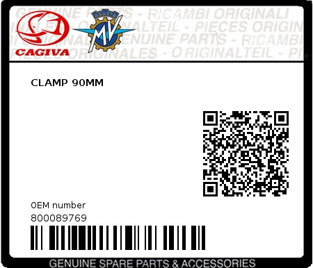 Product image: Cagiva - 800089769 - CLAMP 90MM  0