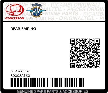 Product image: Cagiva - 80008A160 - REAR FAIRING  0