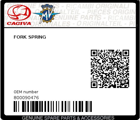 Product image: Cagiva - 800090476 - FORK SPRING  0