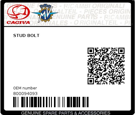 Product image: Cagiva - 800094093 - STUD BOLT  0