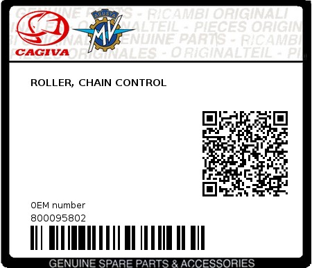 Product image: Cagiva - 800095802 - ROLLER, CHAIN CONTROL  0