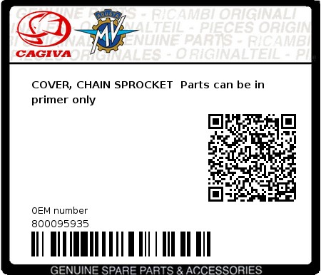 Product image: Cagiva - 800095935 - COVER, CHAIN SPROCKET  Parts can be in primer only  0