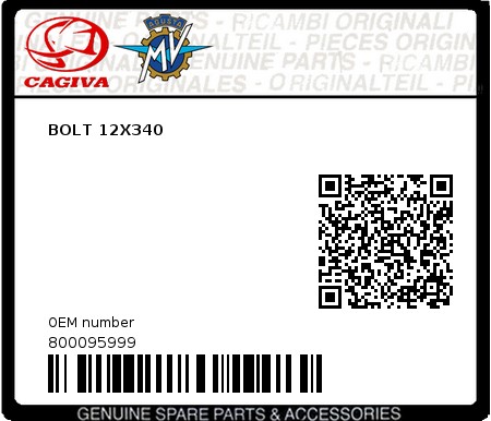 Product image: Cagiva - 800095999 - BOLT 12X340  0