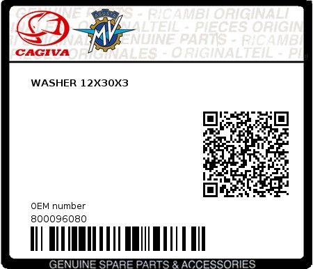 Product image: Cagiva - 800096080 - WASHER 12X30X3  0