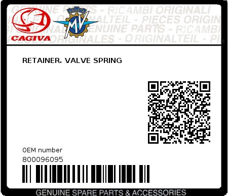 Product image: Cagiva - 800096095 - RETAINER. VALVE SPRING  0
