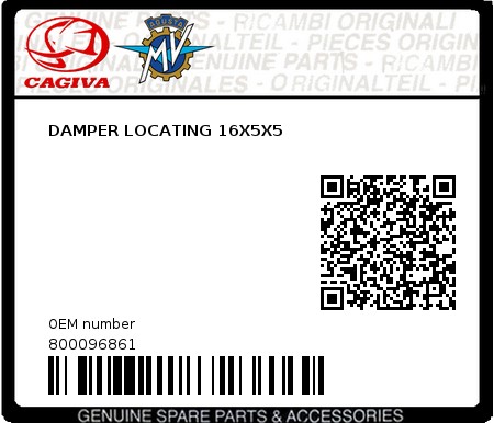 Product image: Cagiva - 800096861 - DAMPER LOCATING 16X5X5  0
