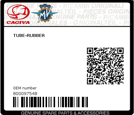 Product image: Cagiva - 800097548 - TUBE-RUBBER  0