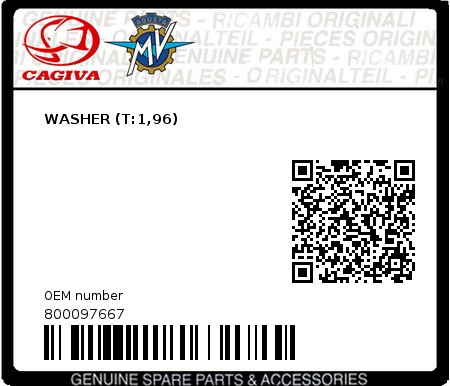 Product image: Cagiva - 800097667 - WASHER (T:1,96)  0