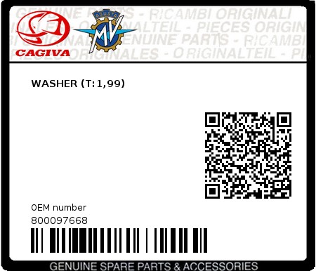Product image: Cagiva - 800097668 - WASHER (T:1,99)  0