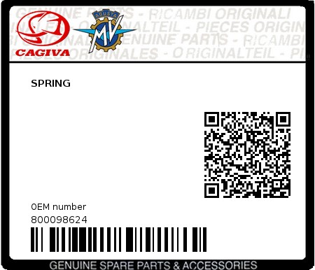 Product image: Cagiva - 800098624 - SPRING  0
