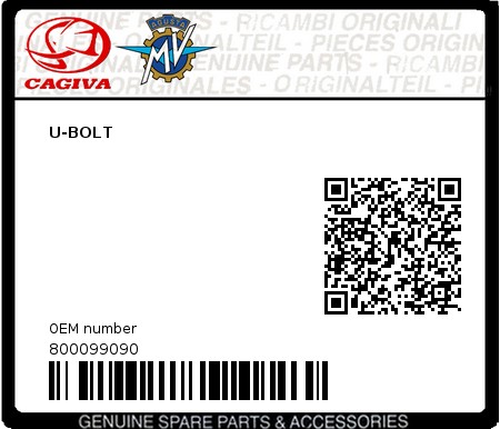 Product image: Cagiva - 800099090 - U-BOLT  0