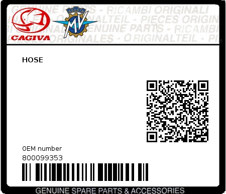 Product image: Cagiva - 800099353 - HOSE  0