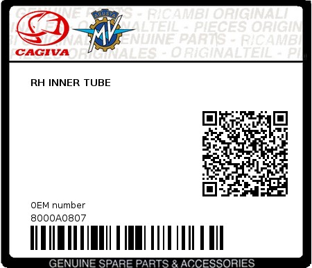 Product image: Cagiva - 8000A0807 - RH INNER TUBE  0