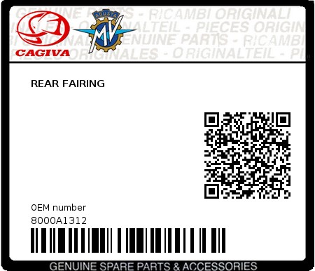 Product image: Cagiva - 8000A1312 - REAR FAIRING  0