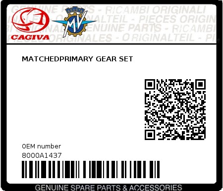 Product image: Cagiva - 8000A1437 - MATCHEDPRIMARY GEAR SET  0