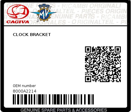 Product image: Cagiva - 8000A2214 - CLOCK BRACKET  0