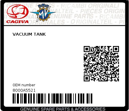 Product image: Cagiva - 8000A5521 - VACUUM TANK  0