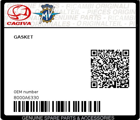 Product image: Cagiva - 8000A6330 - GASKET  0
