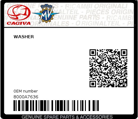 Product image: Cagiva - 8000A7636 - WASHER  0