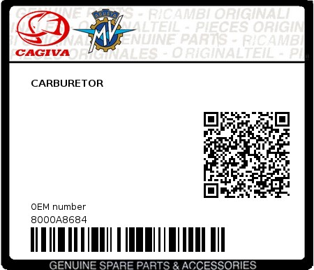 Product image: Cagiva - 8000A8684 - CARBURETOR  0