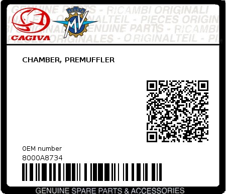 Product image: Cagiva - 8000A8734 - CHAMBER, PREMUFFLER  0