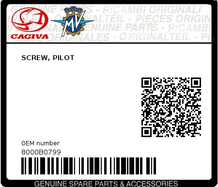 Product image: Cagiva - 8000B0799 - SCREW, PILOT  0